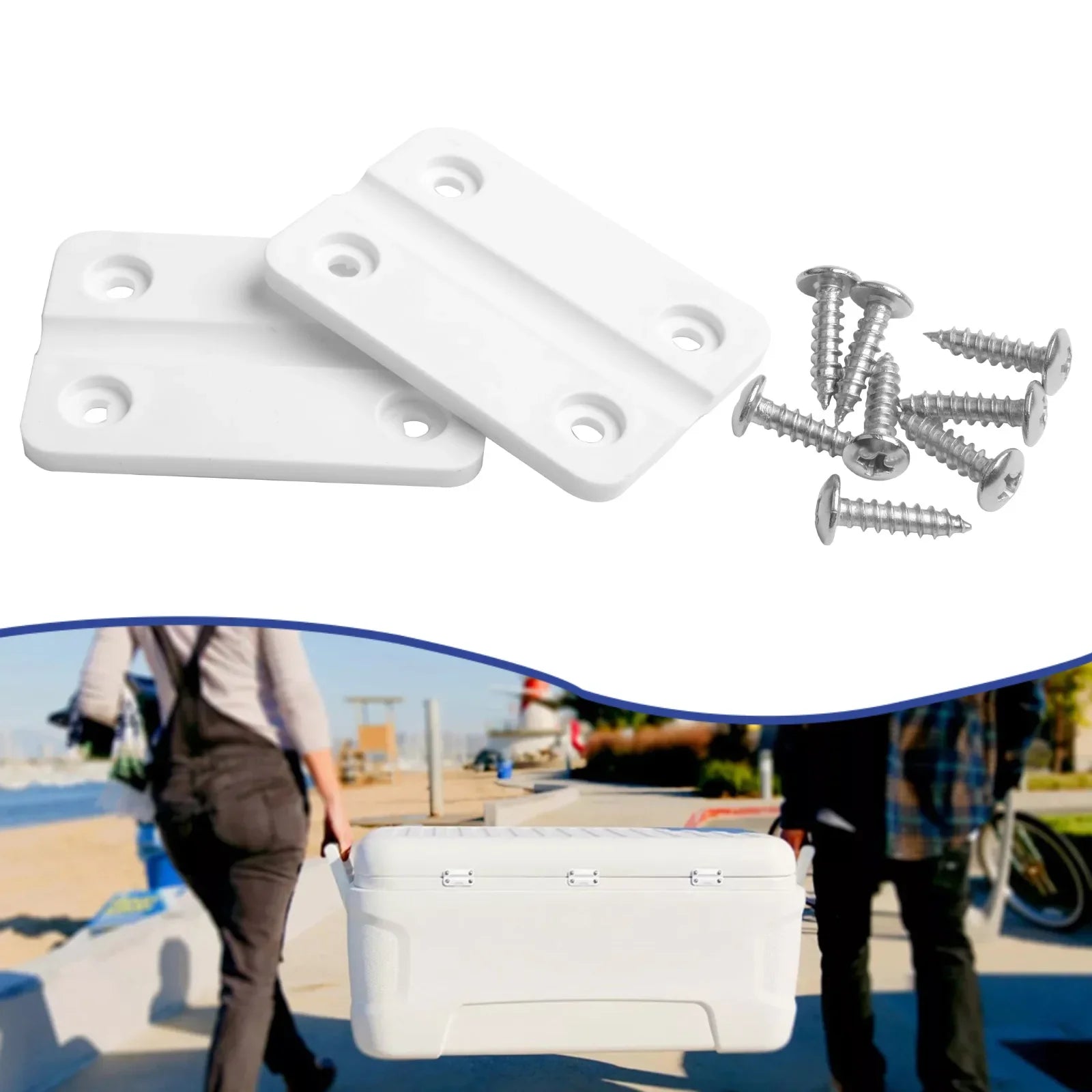 Reel Nauti Cooler Replacement Hinges Kit – Plastic Hinges with Screws (2PCS Set)