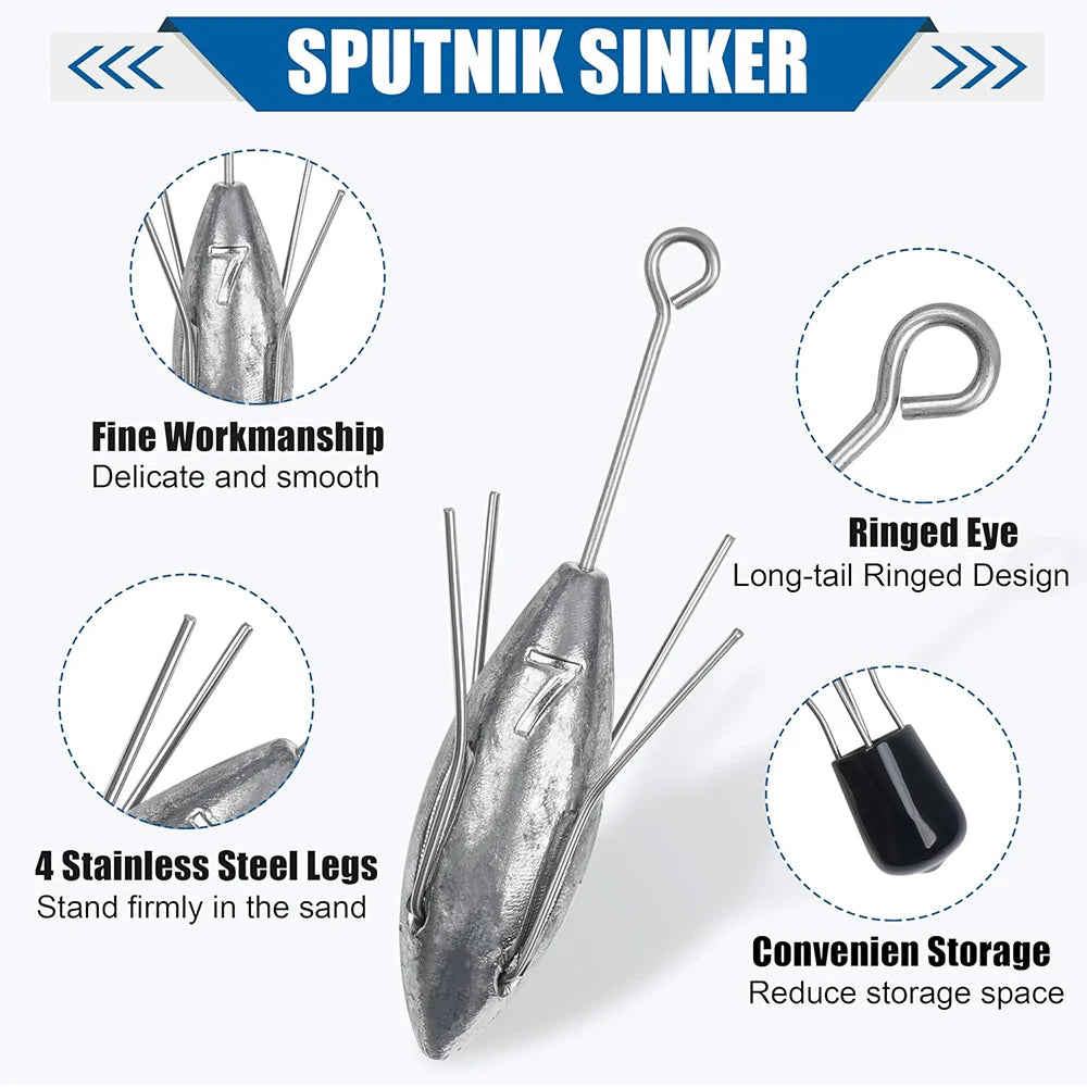1Pcs Sputnik Sinkers Surf Fishing Weights Spider Weights Sinkers Long Tail Saltwater Casting Fishing Sinkers Catfish Weights