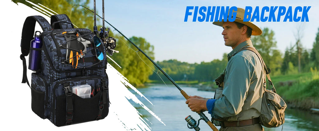 45L Fishing Backpack Cooler – Tackle Storage Bag with Rod Holders & Rain Cover