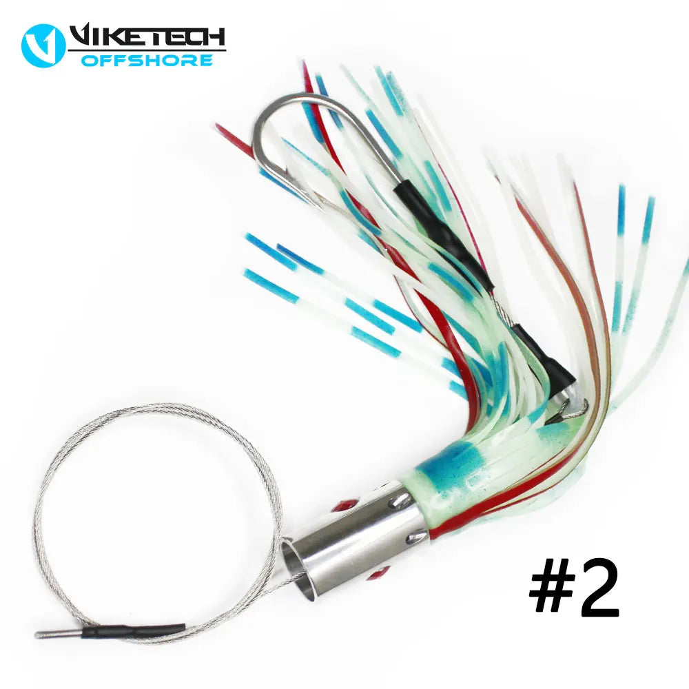 Viketech Offshore Saltwater Big Game Trolling Fishing Stainless Steel Octopus Lures Rigged 9.4" 5.6oz.