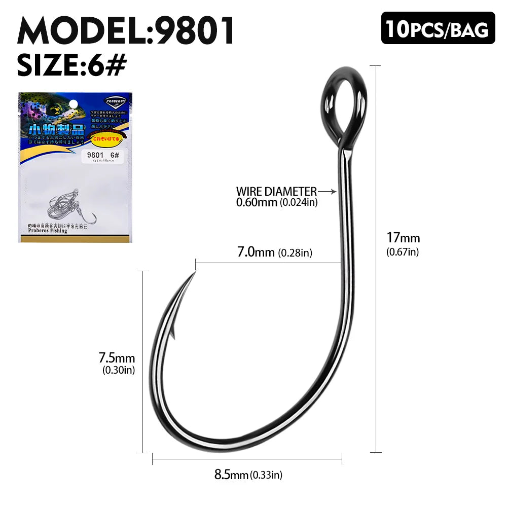 PRO BEROS High Carbon Steel Fishing Hooks – Barbed Lake Fishing Hooks 10pcs