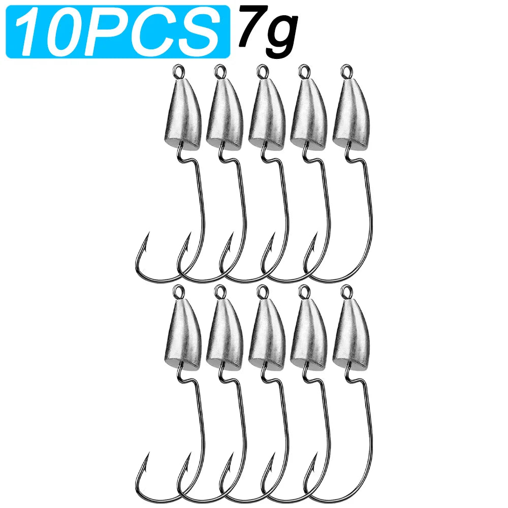 GOBAIT Weighted Jig Crank Head Barbed Hooks – 10PCS Set