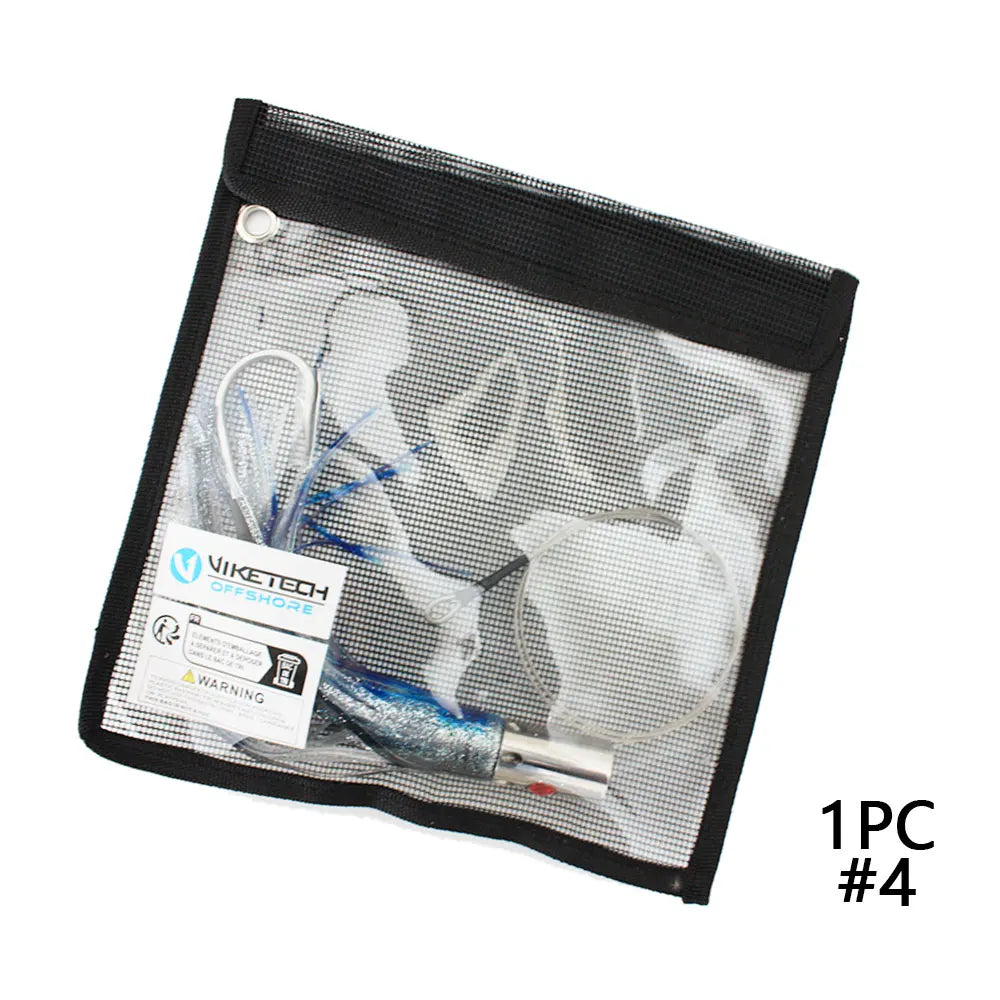 Viketech Offshore Saltwater Big Game Trolling Fishing Stainless Steel Octopus Lures Rigged 9.4" 5.6oz.