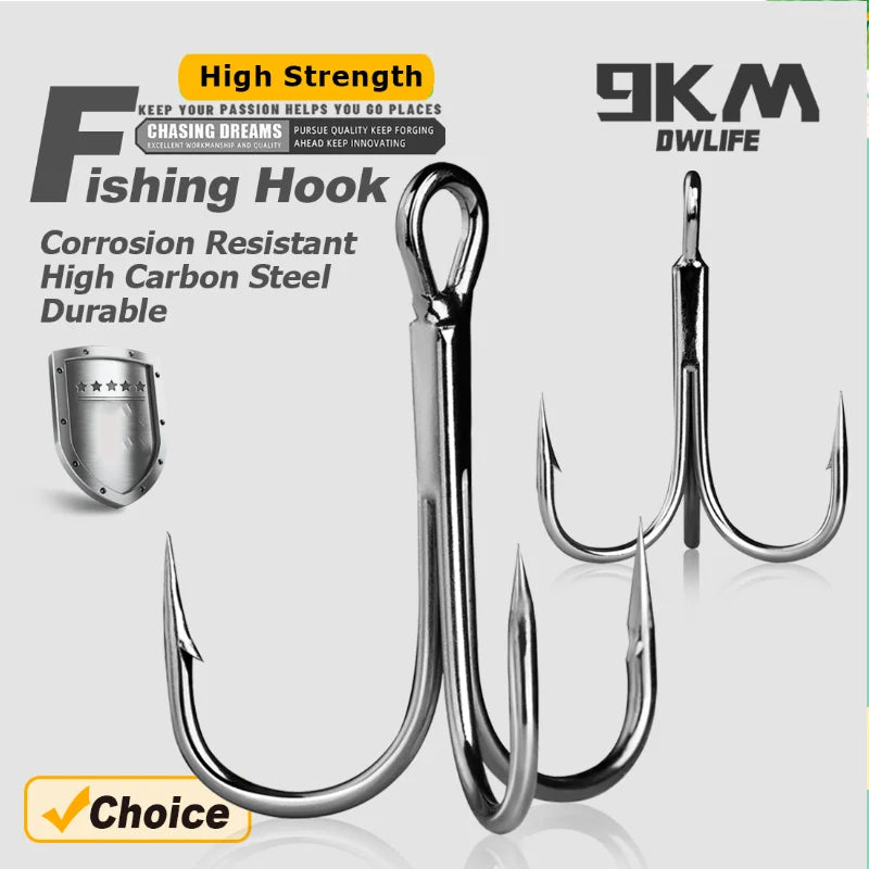 9KM DWLIFE High Carbon Steel Treble Hooks