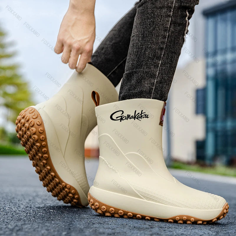 Men’s Waterproof Fishing Rain Boots – Lightweight Camouflage Ankle Boots