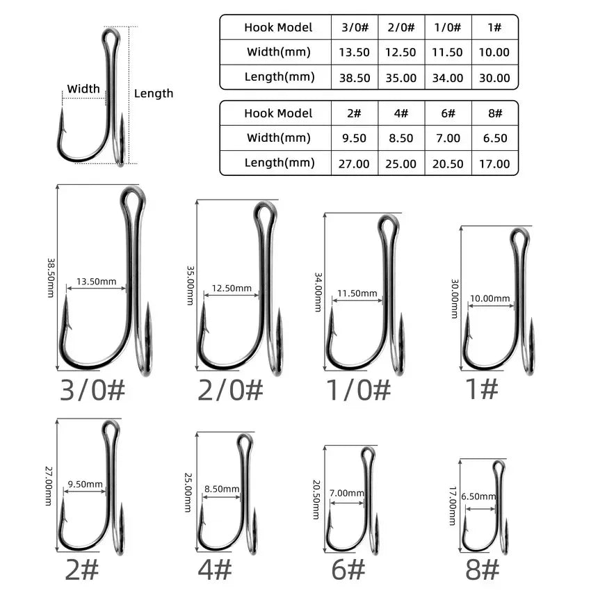 Reel Nauti Double Jigging Frog Hooks – Carbon Steel Duple Fishing Hooks (10PCS)