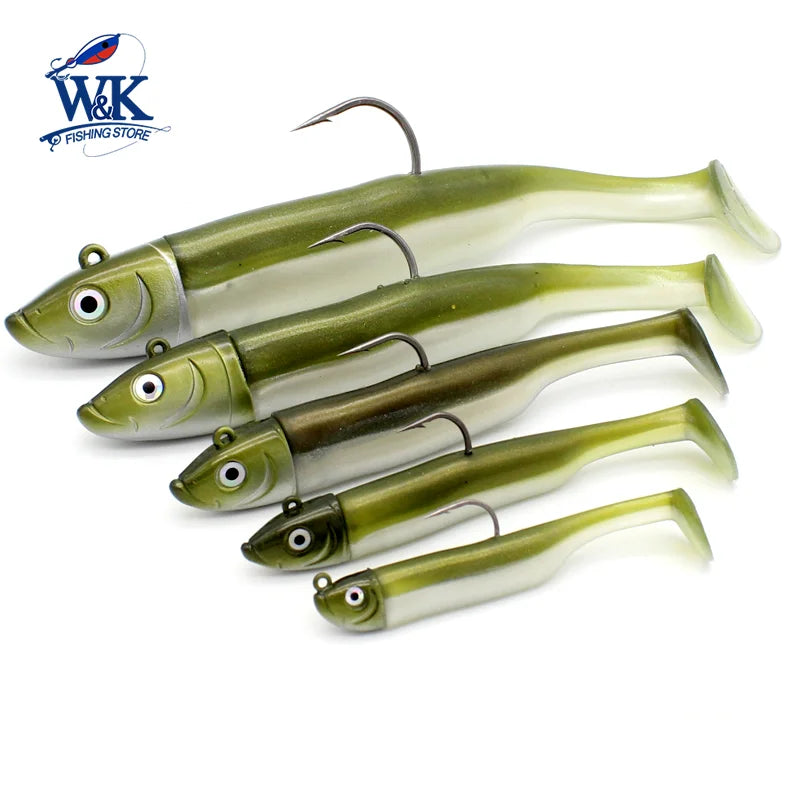 W&amp;K Paddle Tail Soft Lure Jig Kit – Multi-Size Fishing Set