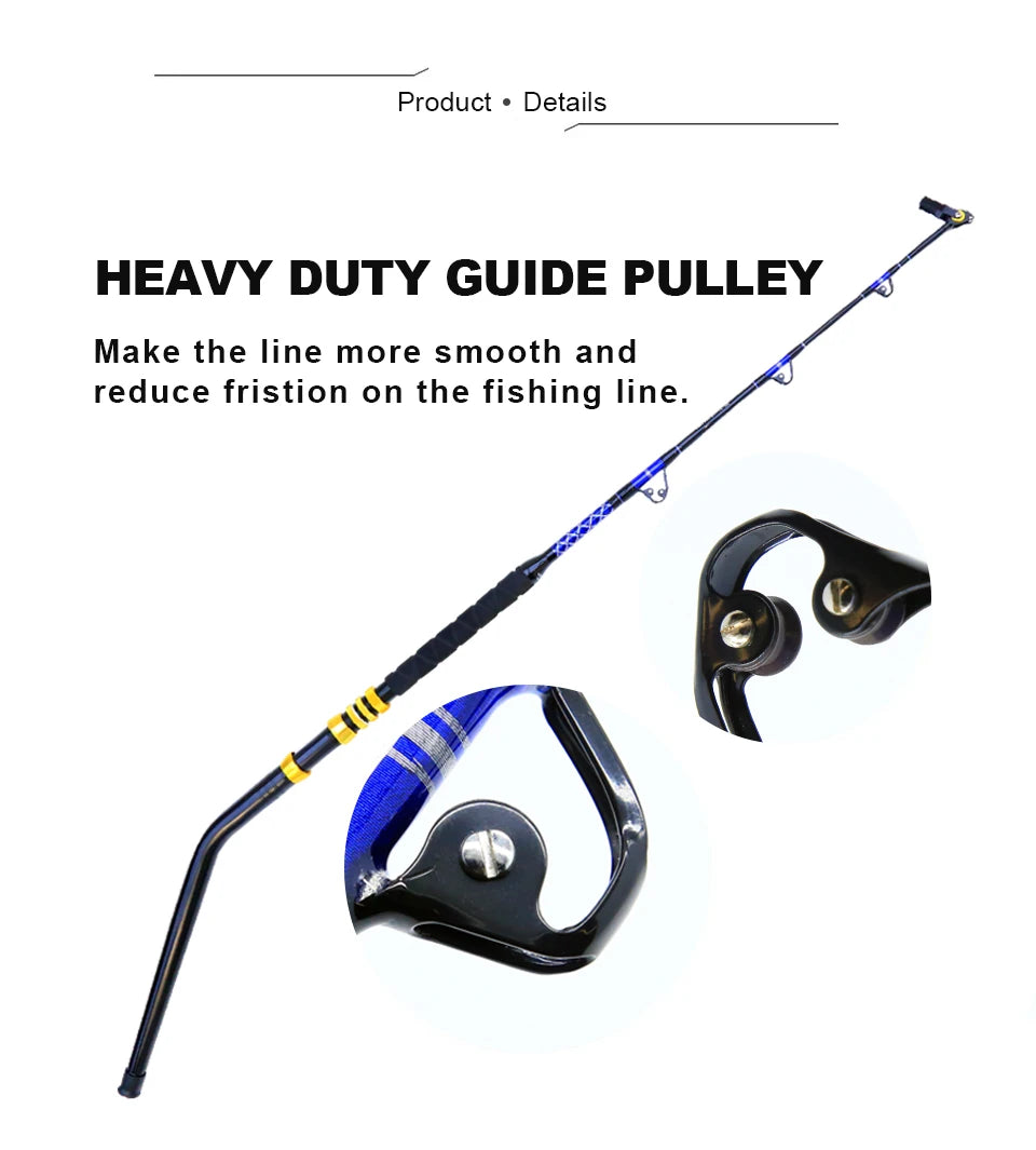 Reel Nauti 5.5ft Sea Fishing Heavy Fishing Rod Goods 3+1 Roller Guide 80LBS 100LBS 130LBS Big Game Boat Trolling Rod Winter Rod Tuna