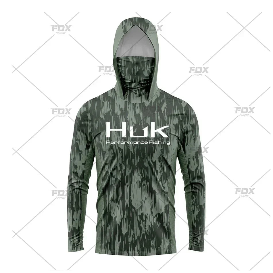 H3: HUK Men’s Long Sleeve Fishing Shirt with Hood – UV Protection Performance Shirt