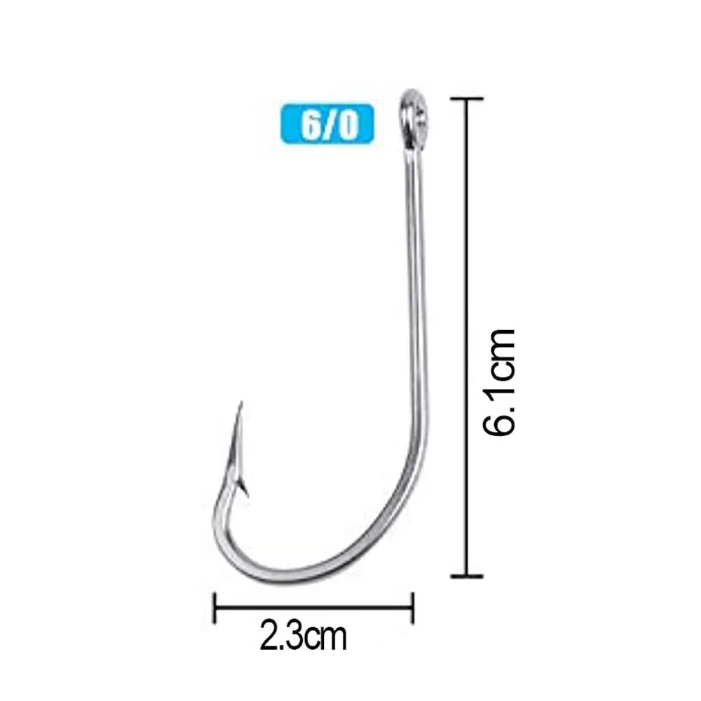 Easy Catch 34007 Stainless Steel Saltwater Fishing Hooks – 100PCS Long Shank Barbed Hooks