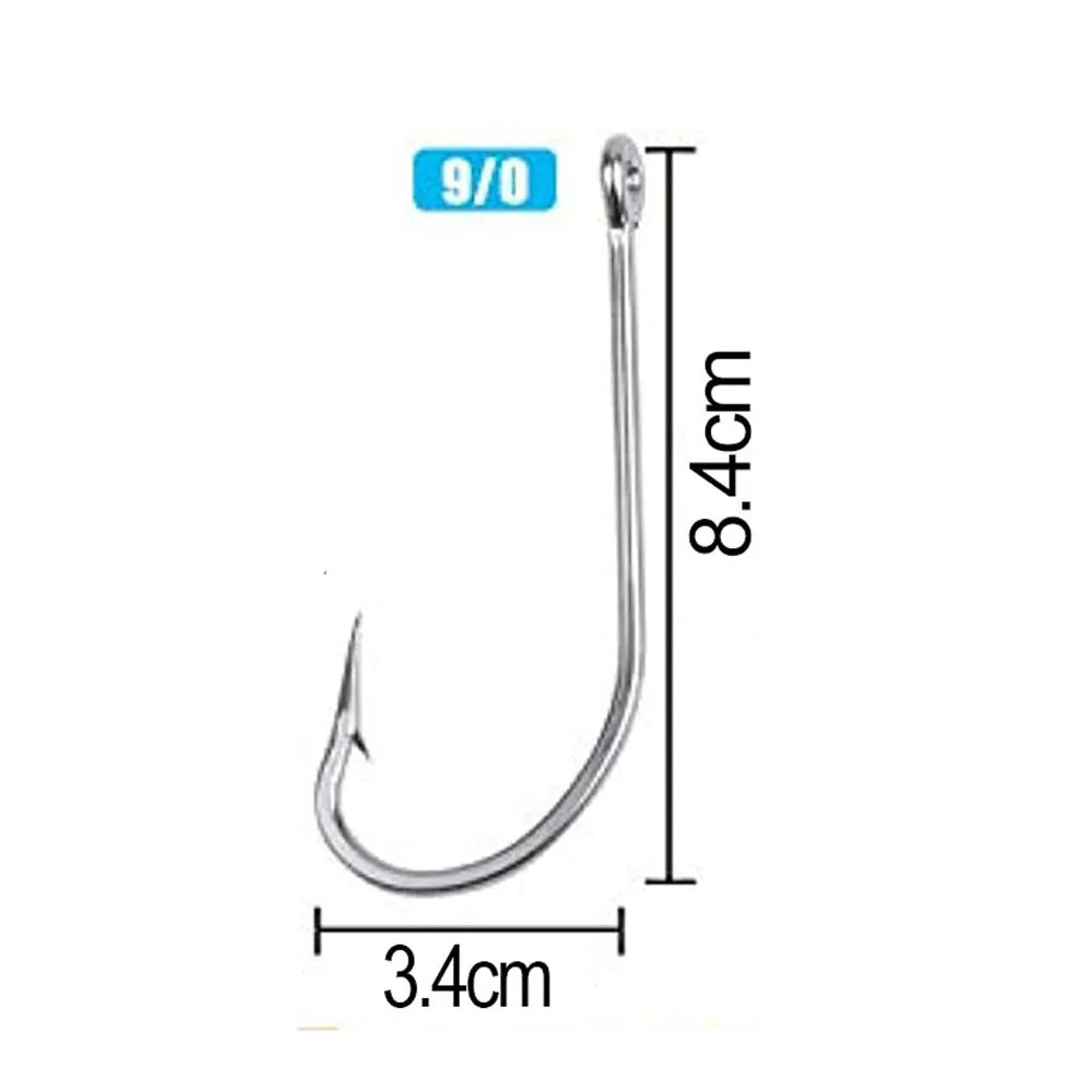 Easy Catch 34007 Stainless Steel Saltwater Fishing Hooks – 100PCS Long Shank Barbed Hooks