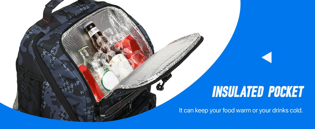 45L Fishing Backpack Cooler – Tackle Storage Bag with Rod Holders & Rain Cover