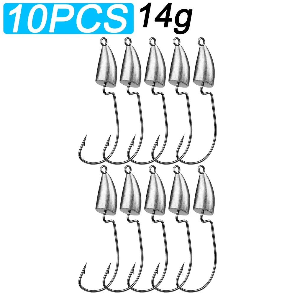 GOBAIT Weighted Jig Crank Head Barbed Hooks – 10PCS Set