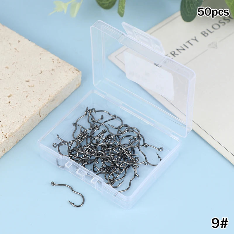 Reel Nauti Automatic Flip Crank Fishing Hooks – High Carbon Steel Hook Set (50PCS)