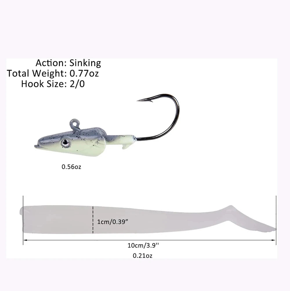 Creekmoon Luminous Jig Head Soft Lure Set – 5PCS