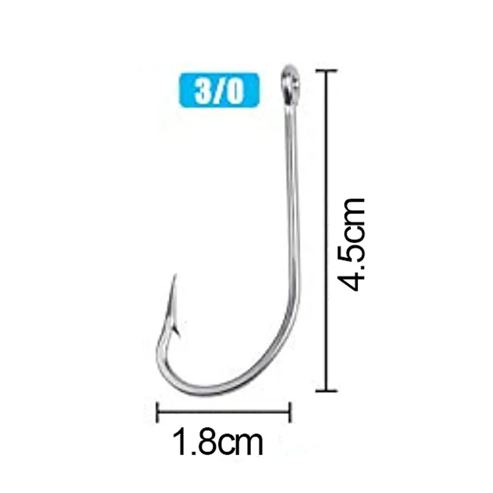 Easy Catch 34007 Stainless Steel Saltwater Fishing Hooks – 100PCS Long Shank Barbed Hooks