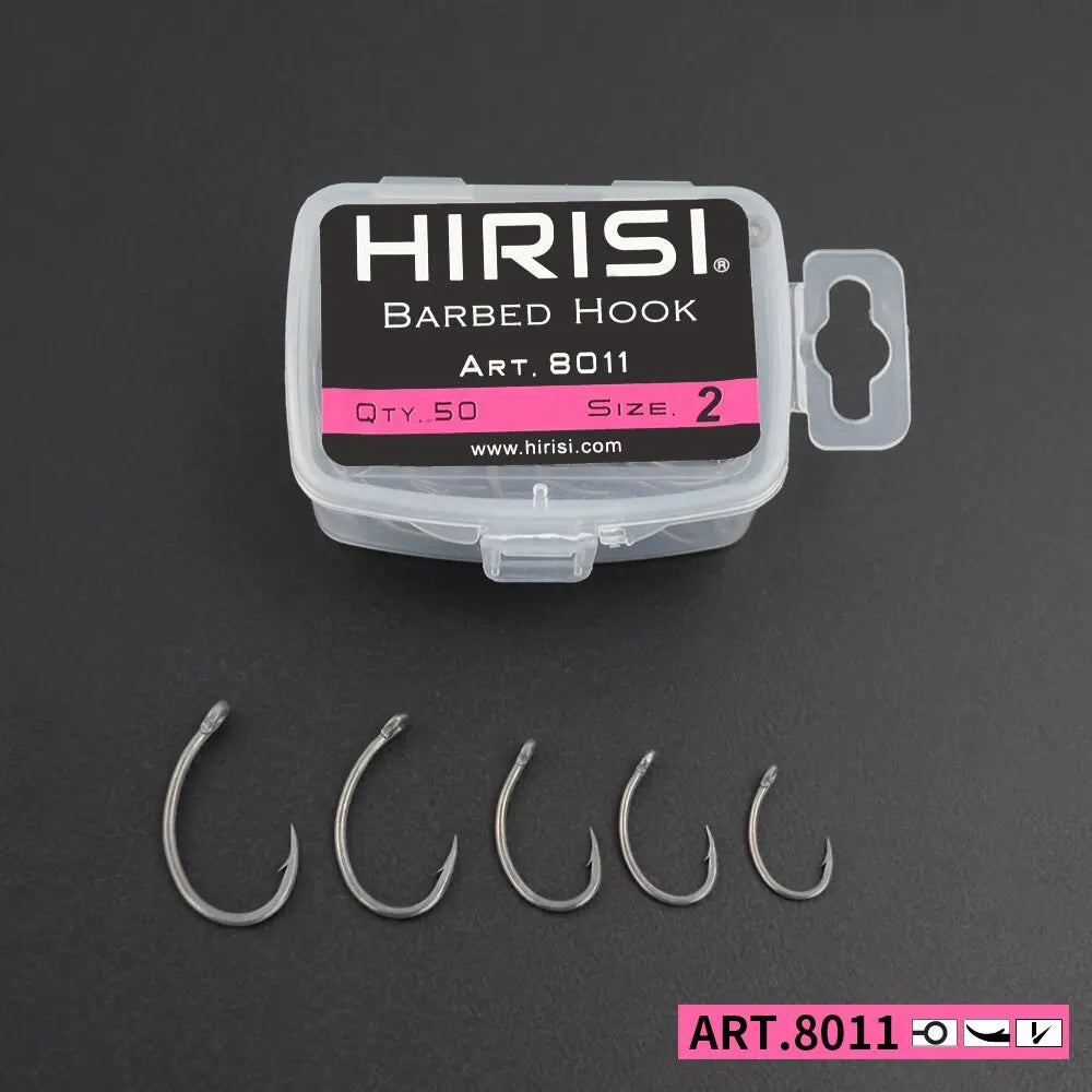 HIRISI PTFE Coated Carp Fishing Hooks 8011 – 50PCS Pack