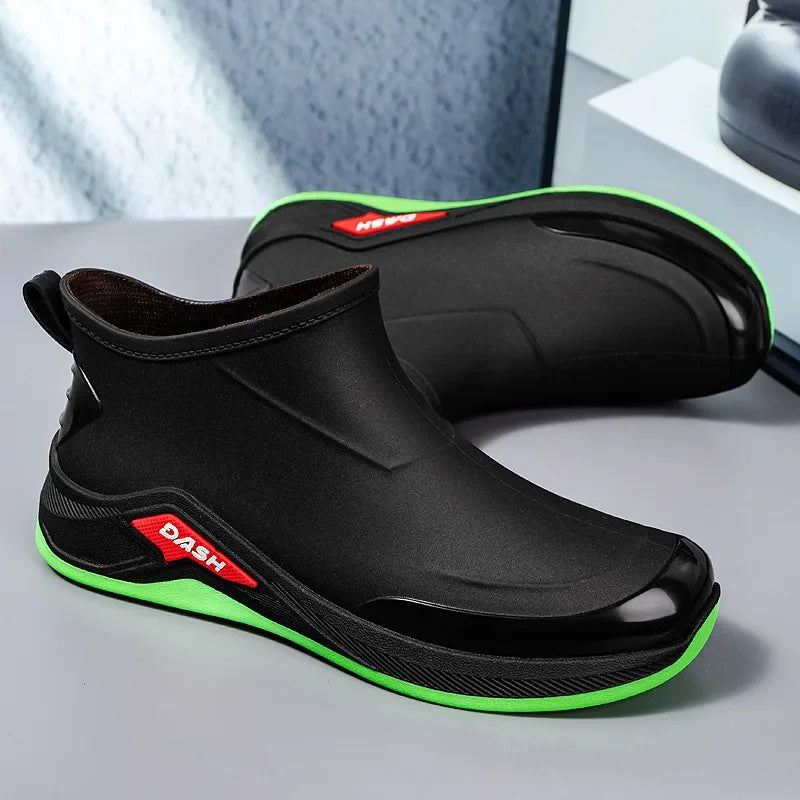 Hiyixgh Men’s Ankle PVC Boots – Lightweight Slip-On Casual Utility Boots