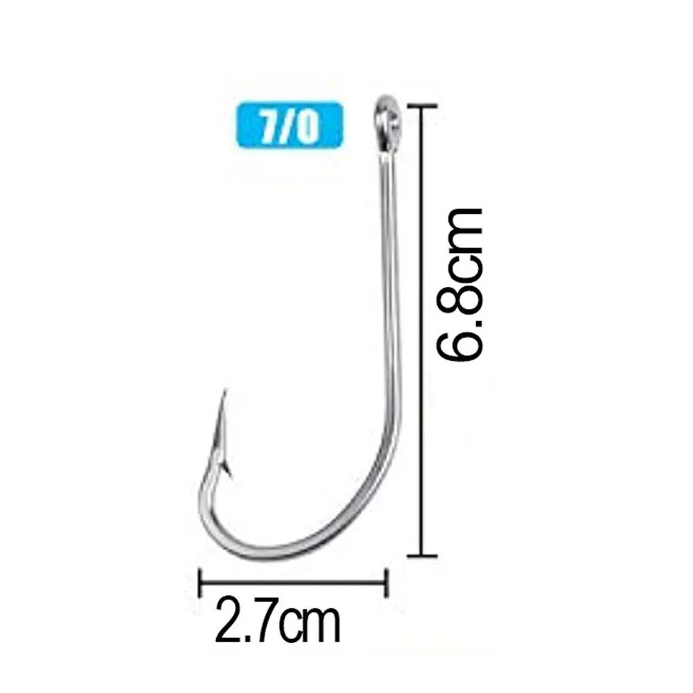 Easy Catch 34007 Stainless Steel Saltwater Fishing Hooks – 100PCS Long Shank Barbed Hooks