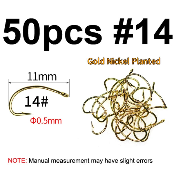 Gold Scud & Nymph Fly Tying Hooks – Barbed Fly Fishing Hooks (50PCS)