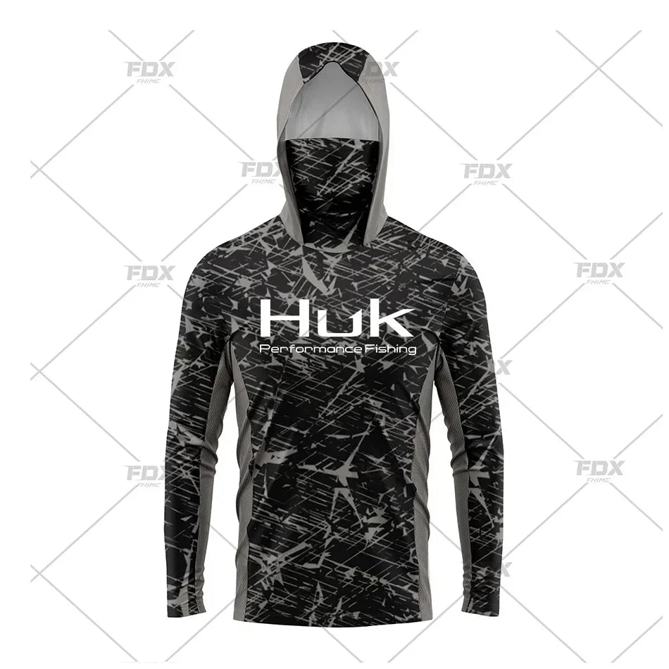 H3: HUK Men’s Long Sleeve Fishing Shirt with Hood – UV Protection Performance Shirt