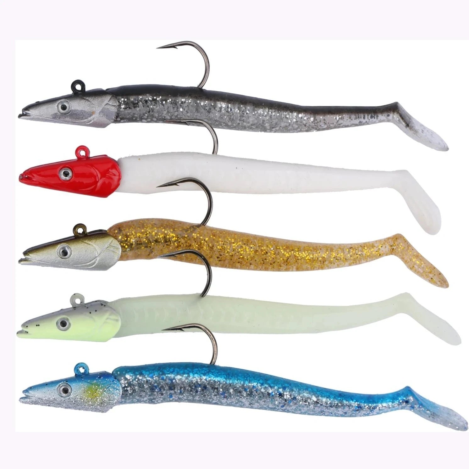 Creekmoon Luminous Jig Head Soft Lure Set – 5PCS