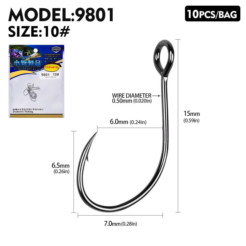 PRO BEROS High Carbon Steel Fishing Hooks – Barbed Lake Fishing Hooks 10pcs