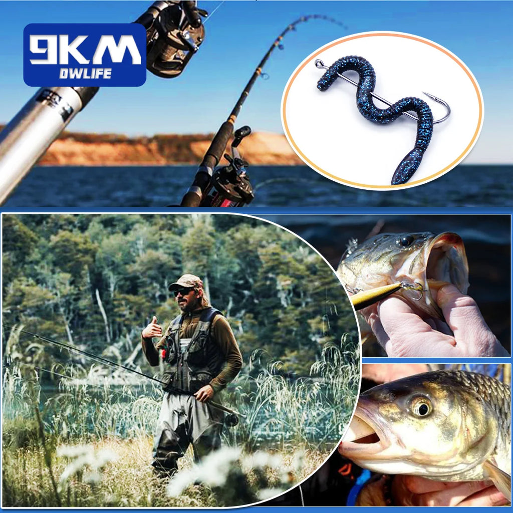 9KM DWLIFE Aberdeen Long Shank Fishing Hooks – Barbed Live Bait Hooks