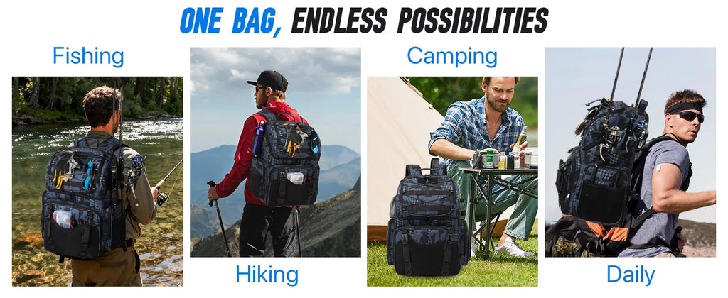 45L Fishing Backpack Cooler – Tackle Storage Bag with Rod Holders & Rain Cover