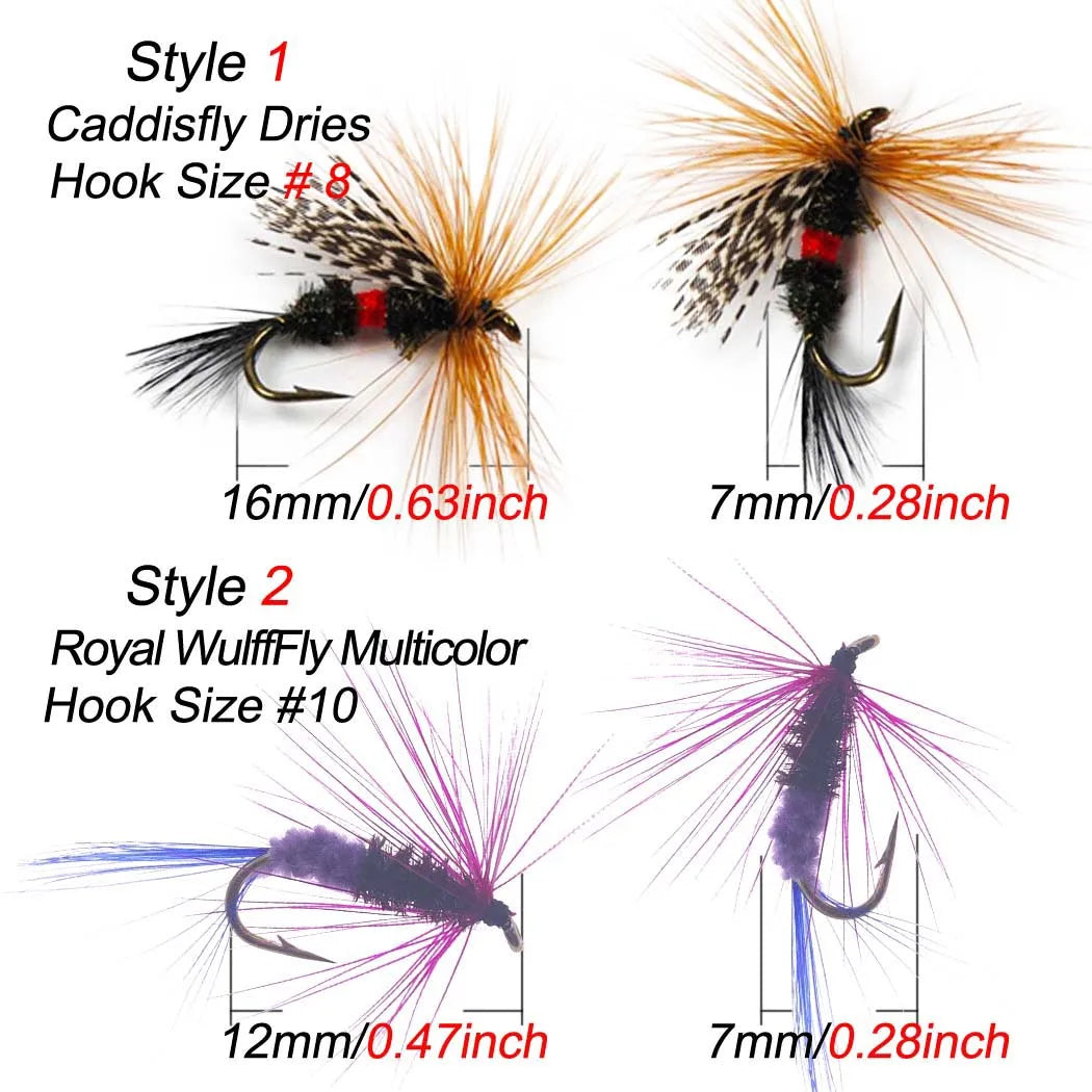 Qievcrme Caddisfly &amp; Royal Wulff Fly Fishing Lures – Assorted Dry Fly Set (10PCS)