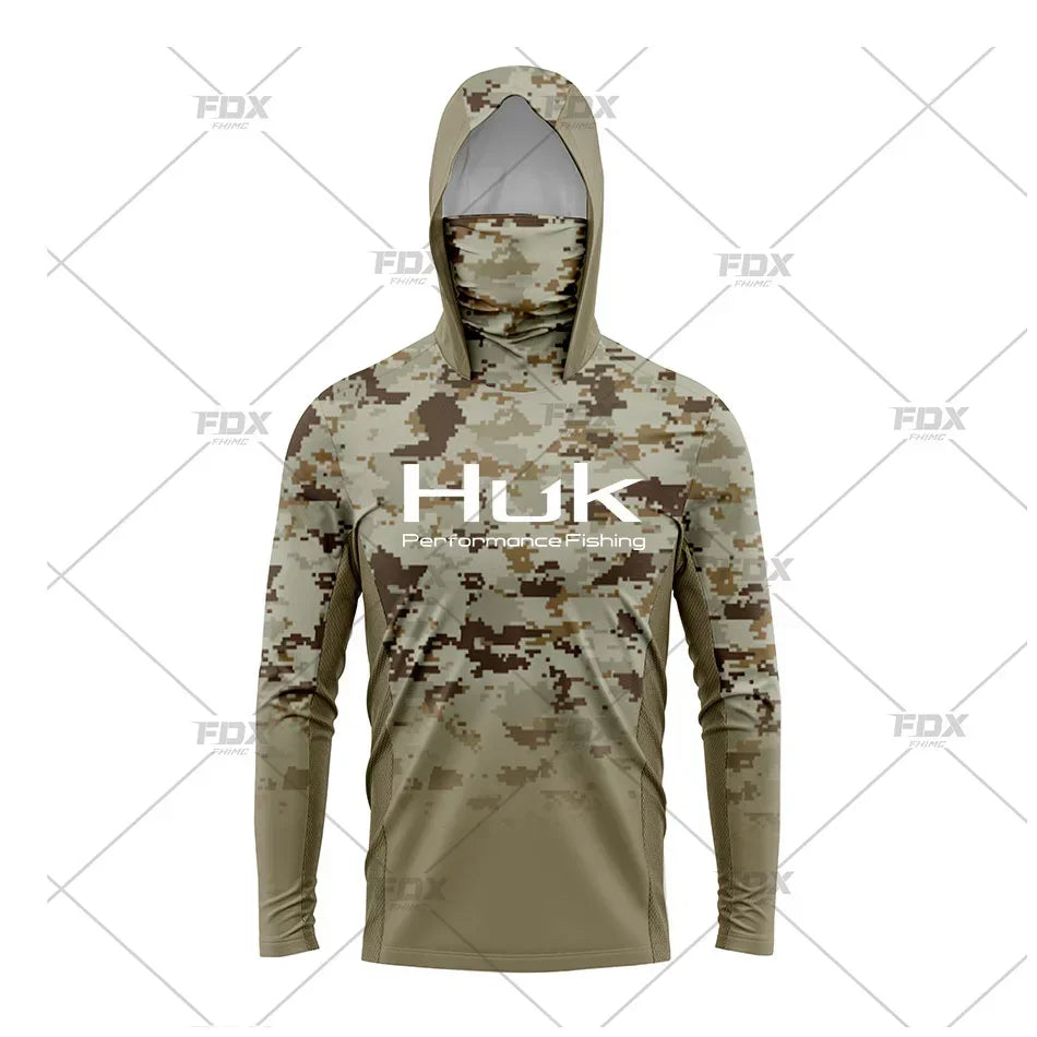 H3: HUK Men’s Long Sleeve Fishing Shirt with Hood – UV Protection Performance Shirt