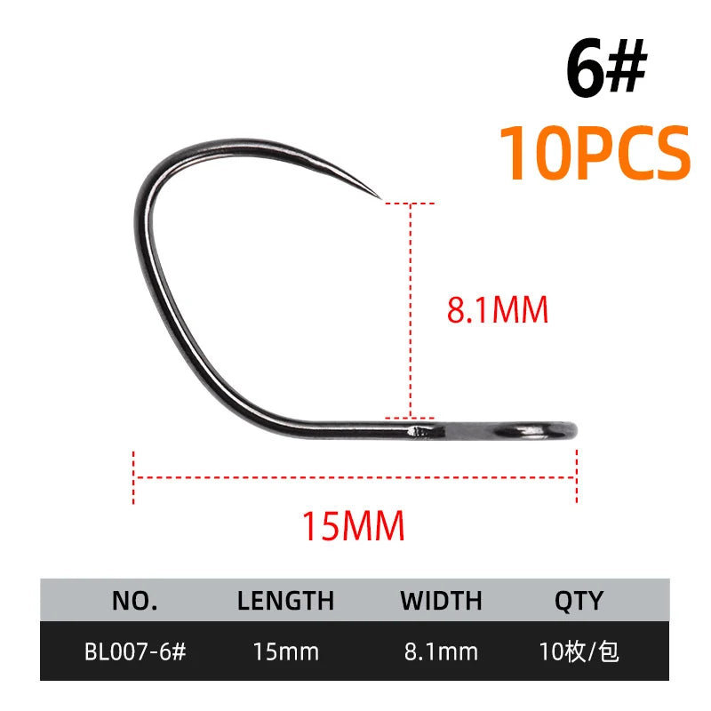 BLUX High Carbon Steel Non-Barbed Fishing Hooks – 10 Pack