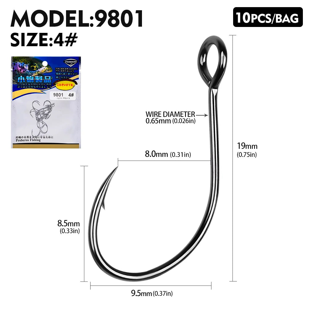 PRO BEROS High Carbon Steel Fishing Hooks – Barbed Lake Fishing Hooks 10pcs