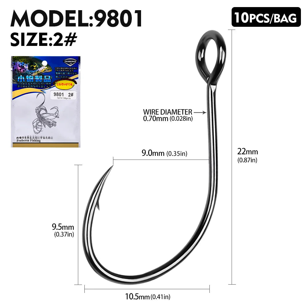 PRO BEROS High Carbon Steel Fishing Hooks – Barbed Lake Fishing Hooks 10pcs