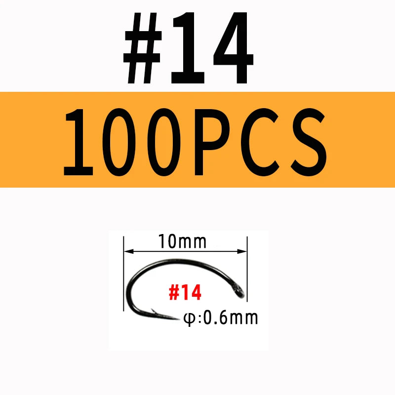 Reel Nauti Fly Tying Hooks – Curved Shank Barbed Nymph Hooks (100PCS)