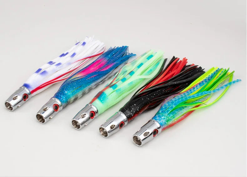 55g Copper Head Octopus Teaser – Squid Skirt Bait for Marlin & Tuna Trolling Jet