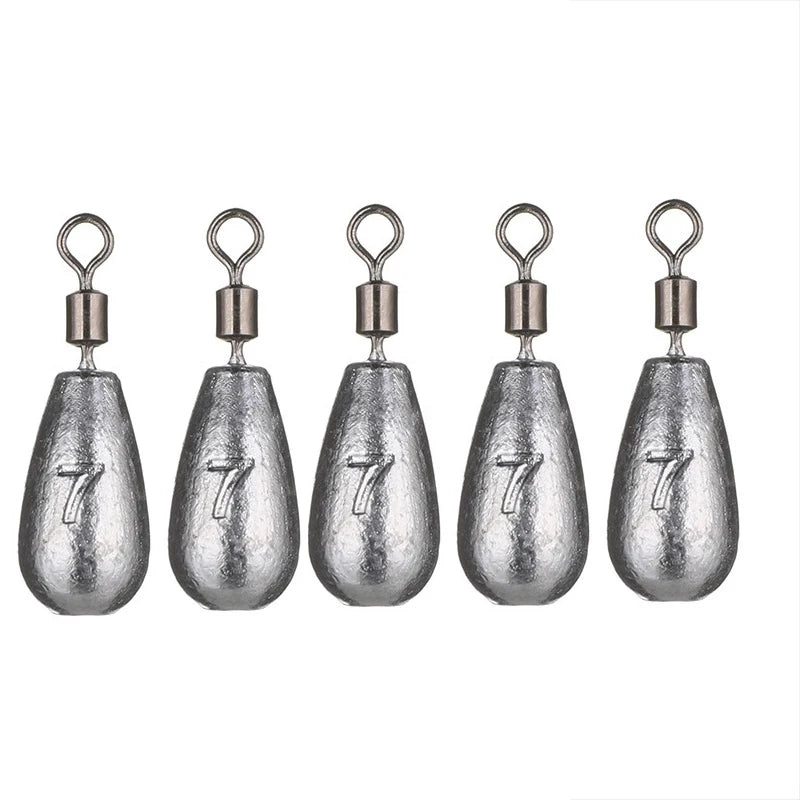 5-Pack Water Drop Fishing Sinkers (3.5g–20g) Lead Weights for Carp & Soft Lures