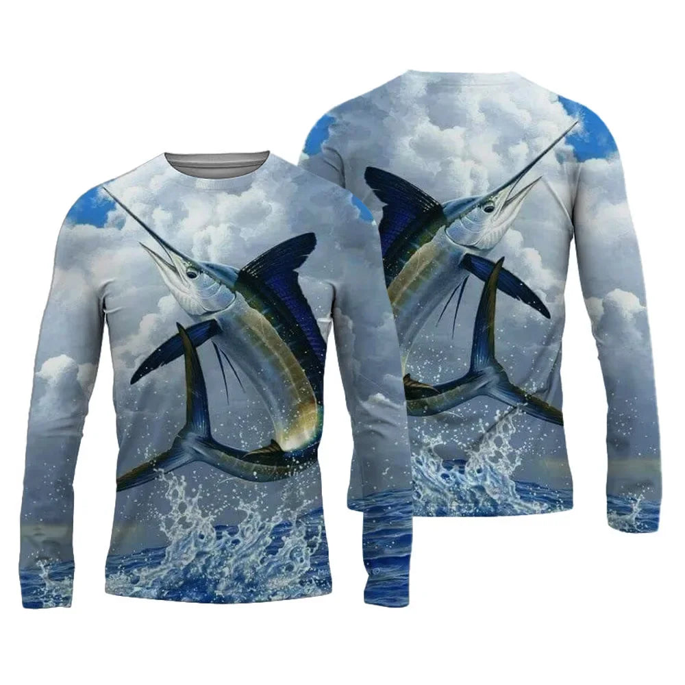 Men’s Black Marlin Performance T-Shirt – Lightweight Breathable Sports Tee (Plus Size Available)