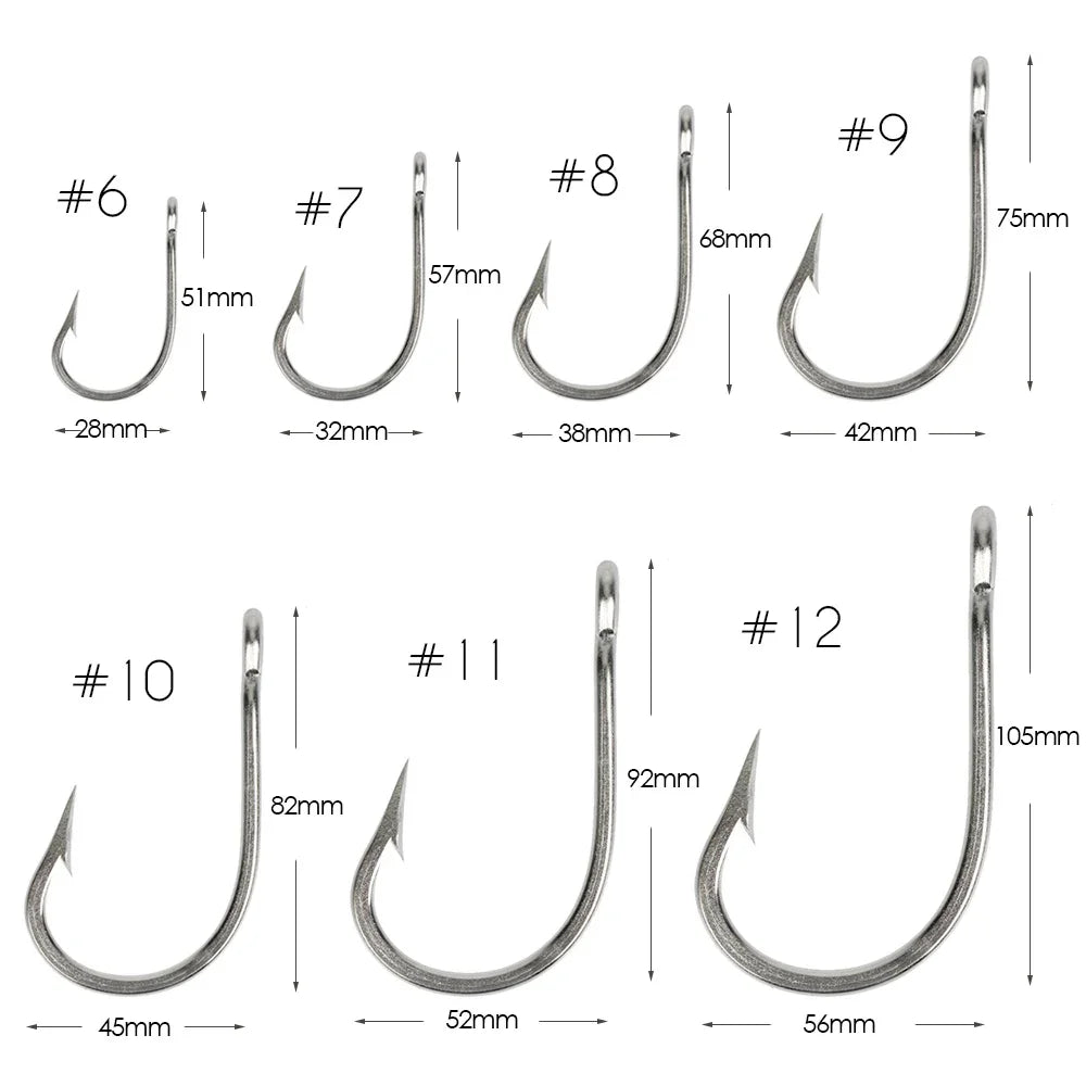 Goture Long Shank Barbed Fishing Hooks – Stainless Steel Hooks (10PCS)