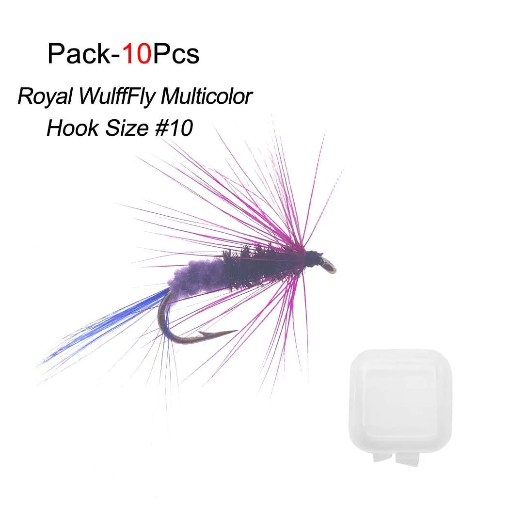 Qievcrme Caddisfly &amp; Royal Wulff Fly Fishing Lures – Assorted Dry Fly Set (10PCS)