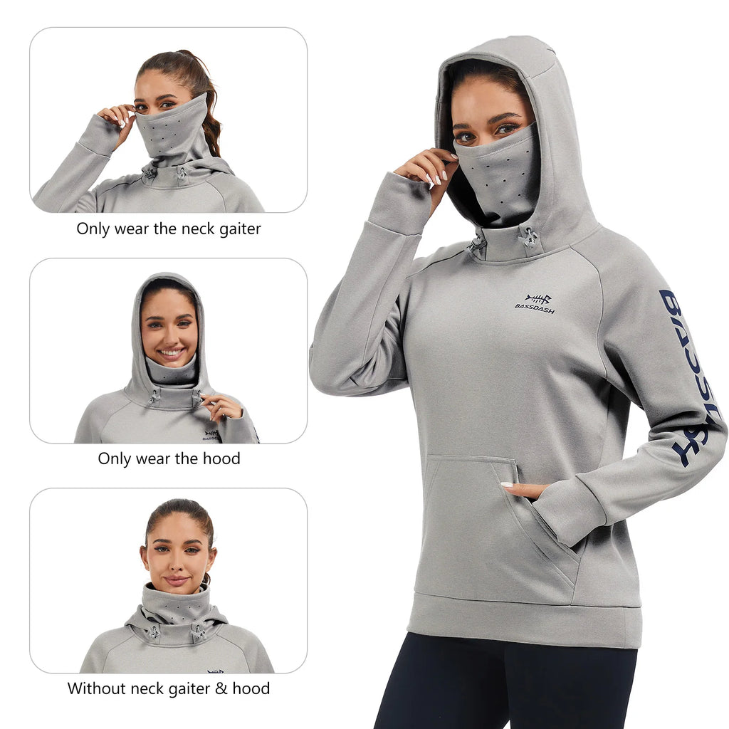 Bassdash Women’s Thermal Hooded Pullover – Fleece Lined Outdoor Performance Hoodie