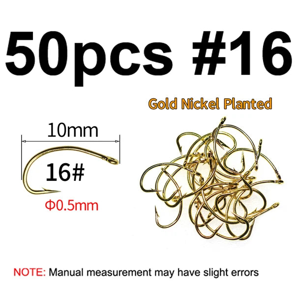 Gold Scud & Nymph Fly Tying Hooks – Barbed Fly Fishing Hooks (50PCS)