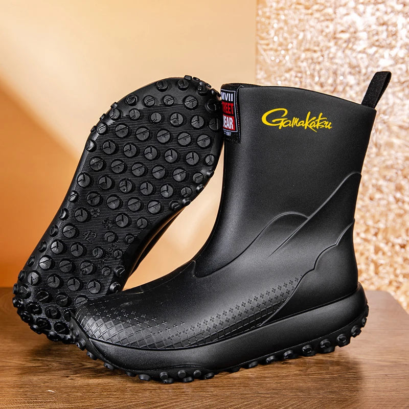 Men’s Waterproof Fishing Rain Boots – Lightweight Camouflage Ankle Boots