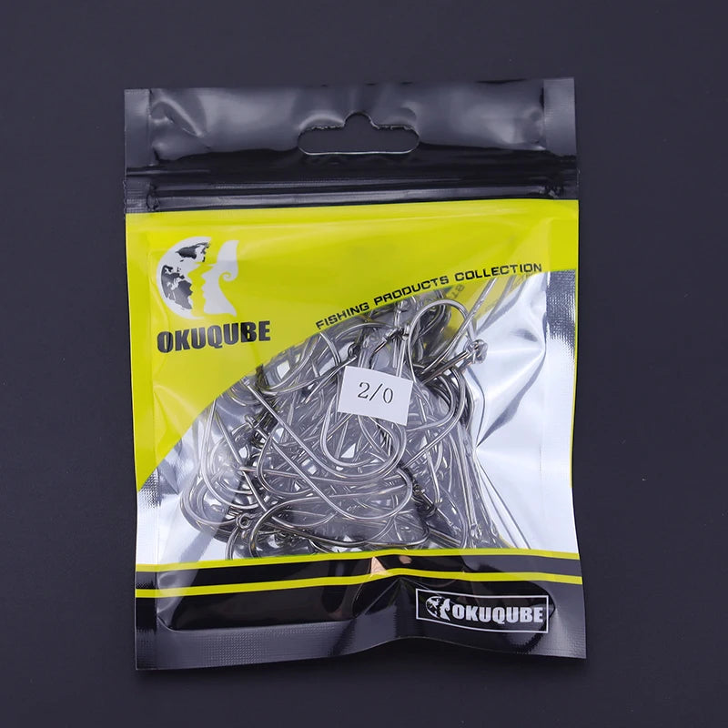 OKUQUBE Long Shank Barbed Fishing Hooks – Double Bait Keeper
