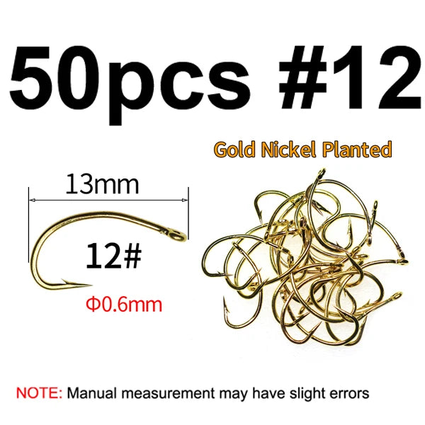 Gold Scud & Nymph Fly Tying Hooks – Barbed Fly Fishing Hooks (50PCS)