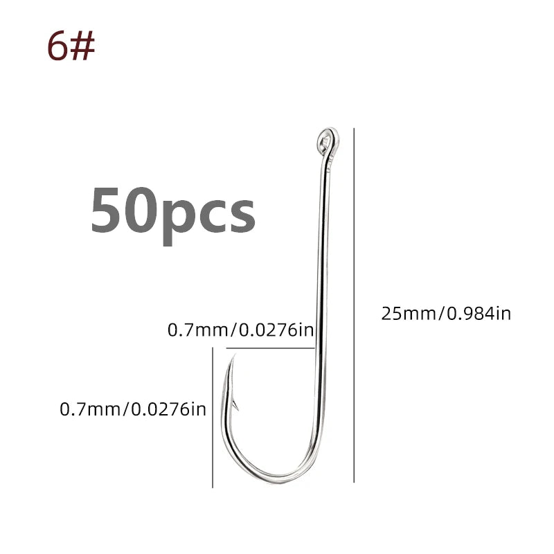 Aberdeen Fishing Hooks – Long Shank High Carbon Steel Hooks (50-Pack)
