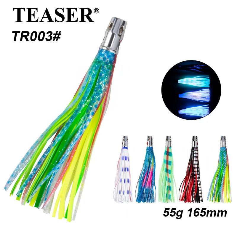 55g Copper Head Octopus Teaser – Squid Skirt Bait for Marlin & Tuna Trolling Jet
