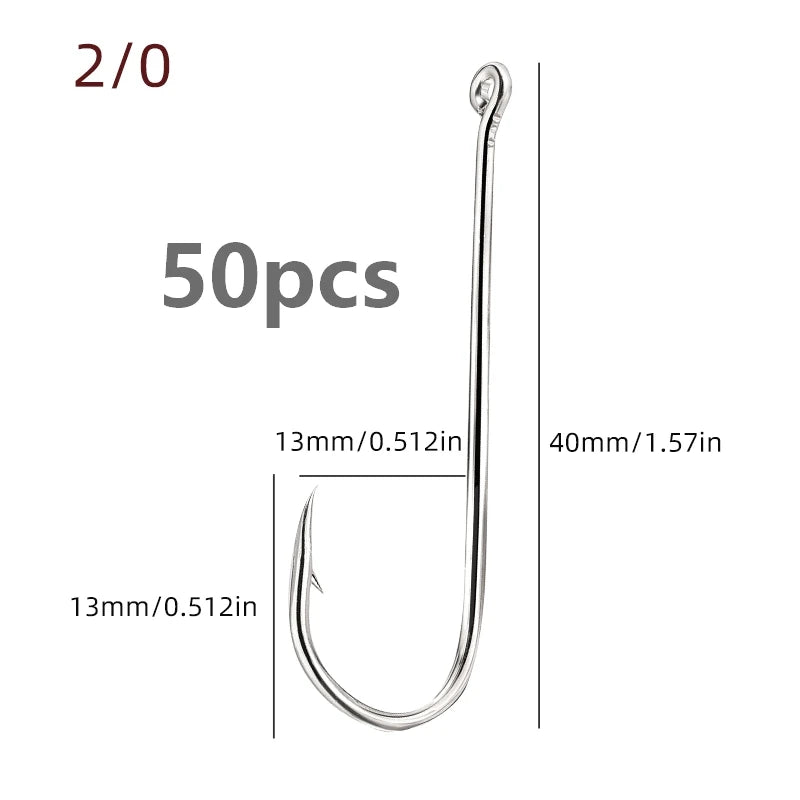 Aberdeen Fishing Hooks – Long Shank High Carbon Steel Hooks (50-Pack)