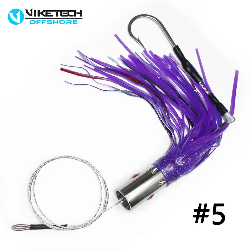 Viketech Offshore Saltwater Big Game Trolling Fishing Stainless Steel Octopus Lures Rigged 9.4" 5.6oz.