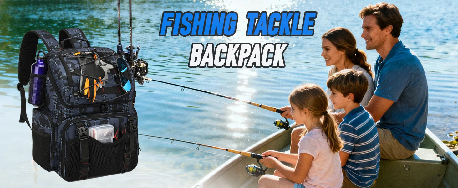 45L Fishing Backpack Cooler – Tackle Storage Bag with Rod Holders & Rain Cover
